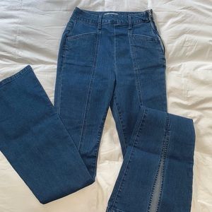 Wide leg jeans with slits